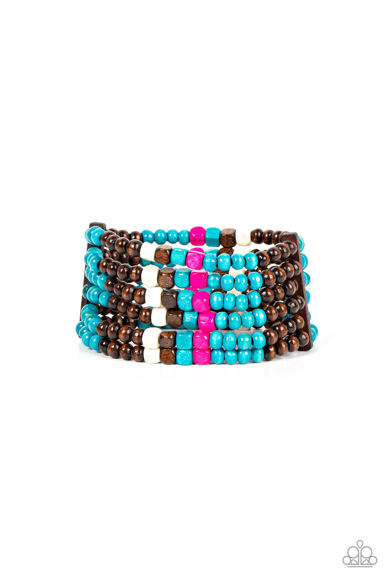 Paparazzi Dive into Maldives Blue Wooden Bracelet CocoaRoxy Jewels