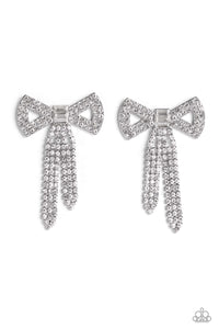 Paparazzi Just BOW With It. White Post Earrings