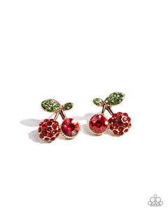 Paparazzi Cherry Candidate - Gold Post Earrings