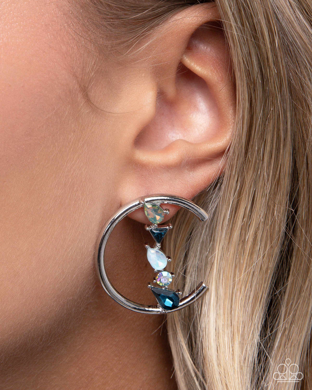 Paparazzi Pronged Patchwork - Blue Earrings