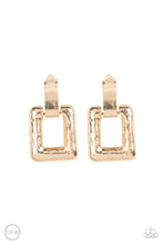 Load image into Gallery viewer, Paparazzi 15 Minutes of FRAME - Gold Clip-On Earrings
