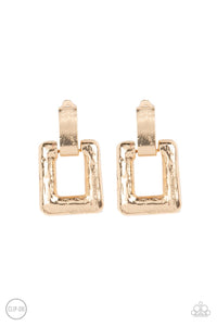 Paparazzi 15 Minutes of FRAME - Gold Clip-On Earrings
