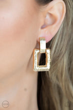 Load image into Gallery viewer, Paparazzi 15 Minutes of FRAME - Gold Clip-On Earrings
