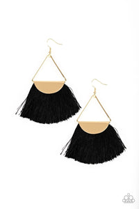 Paparazzi Modern Mayan - Black and Gold Fringe Earrings