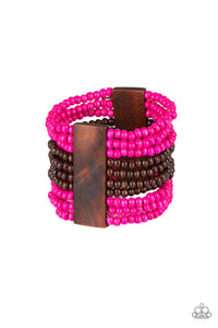 JAMAICAN Me Jam - Pink and Brown Wooden Bracelet