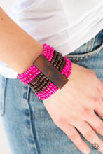 Load image into Gallery viewer, JAMAICAN Me Jam - Pink and Brown Wooden Bracelet
