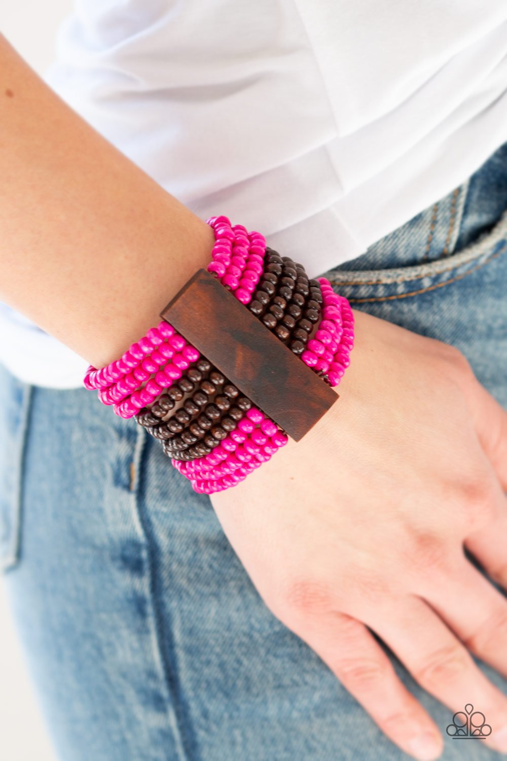 JAMAICAN Me Jam - Pink and Brown Wooden Bracelet