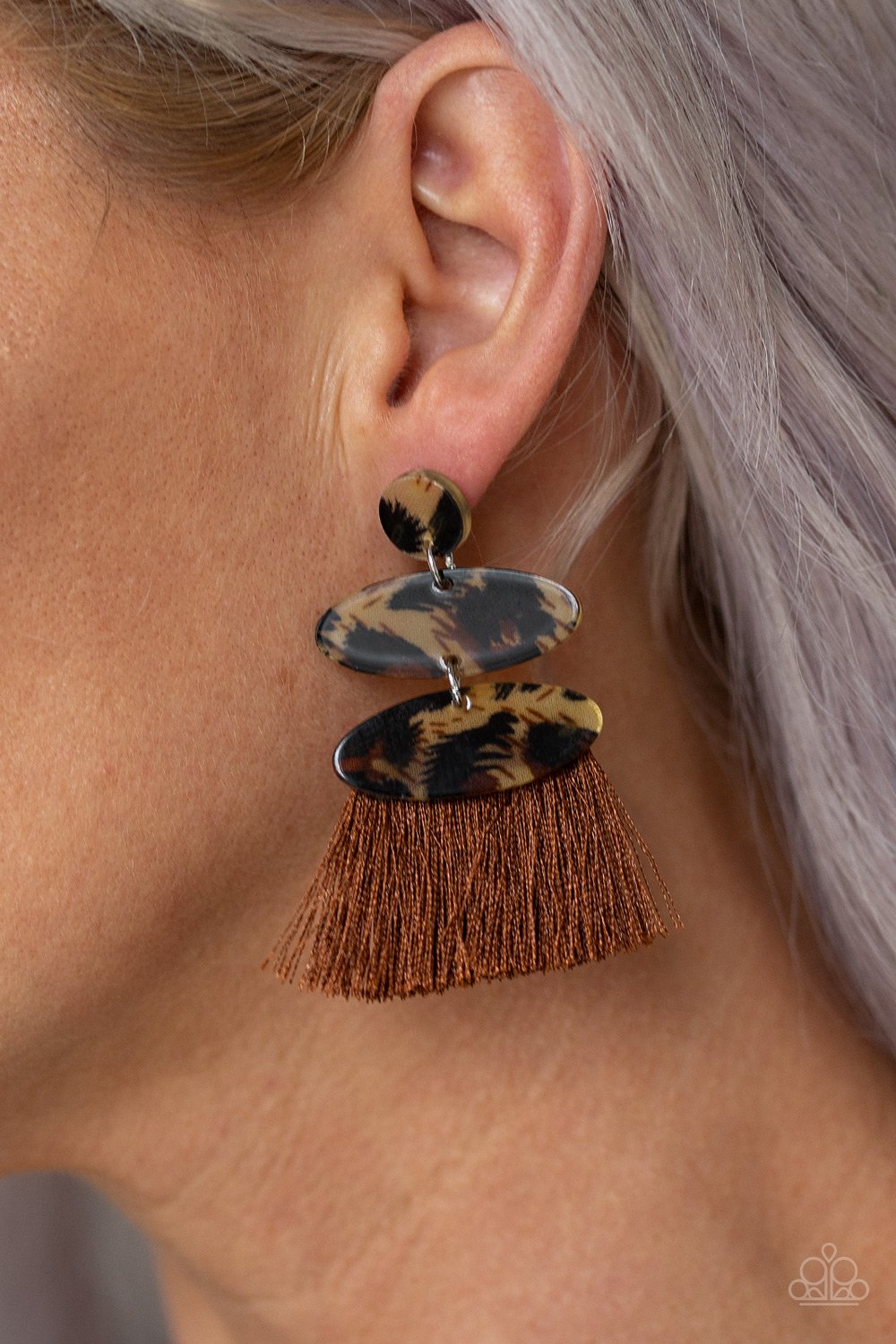 Paparazzi No One Likes A Cheetah - Brown Earrings