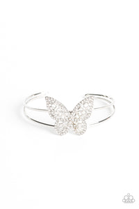 Paparazzi Butterfly Bella - White Butterfly Cuff Bracelet