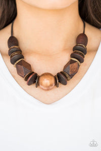 Paparazzi Grand Turks Getaway - Brown Wooden and Copper Necklace