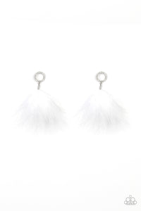 BOA Down - Paparazzi - White Feather Earring