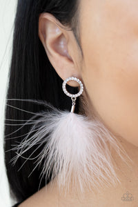 BOA Down - Paparazzi - White Feather Earring