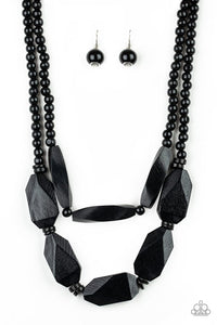 Paparazzi Tropical Heat Wave - Black Wooden Necklace