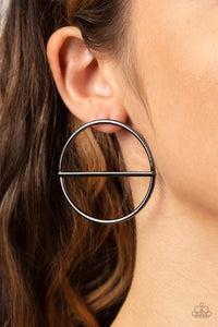 Paparazzi Dynamic Diameter - Black Post Earrings