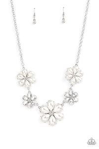 Paparazzi Fiercely Flowering - White Pearl Necklace