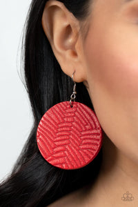 Paparazzi Leathery Loungewear - Red Earrings