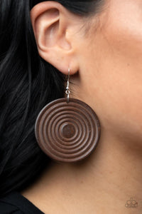 Paparazzi Caribbean Cymbal - Brown Wooden Earrings