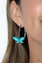 Load image into Gallery viewer, Paparazzi Bohemian Butterfly - Blue Hoop Earrings
