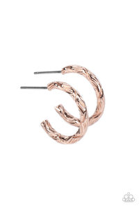 Paparazzi Triumphantly Textured - Rose Gold Earrings