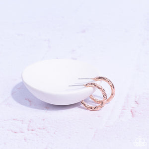 Paparazzi Triumphantly Textured - Rose Gold Earrings