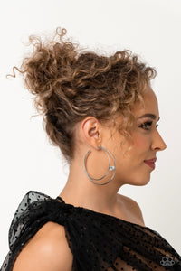 Paparazzi Theater HOOP - White Hoop Earring