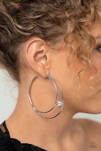 Paparazzi Theater HOOP - White Hoop Earring