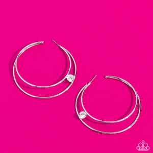 Paparazzi Theater HOOP - White Hoop Earring