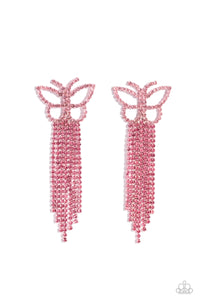 Paparazzi Billowing Butterflies - Pink Earrings