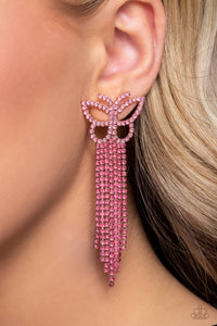 Paparazzi Billowing Butterflies - Pink Earrings