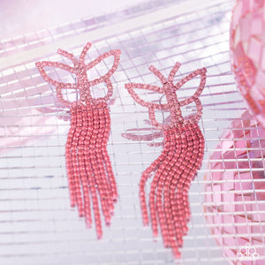 Paparazzi Billowing Butterflies - Pink Earrings