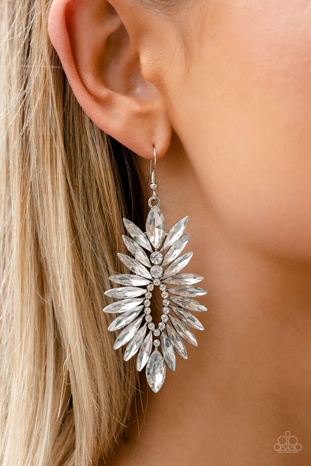 Paparazzi Turn up the Luxe - White Earring
