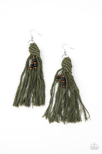 Paparazzi Beach Bash - Green Macrame Earrings