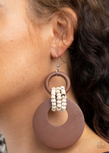 Load image into Gallery viewer, Paparazzi Beach Day Drama - Black/Brown and White Wooden Earrings
