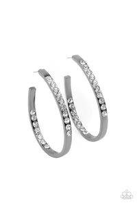 Paparazzi Borderline Brilliance - Black Hoop Earrings