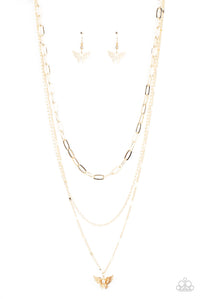 Paparazzi Bountiful Butterflies - Gold Butterfly Necklace