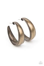 Load image into Gallery viewer, Paparazzi Burnished Benevolence - Brass Hoop Earrings
