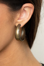 Load image into Gallery viewer, Paparazzi Burnished Benevolence - Brass Hoop Earrings
