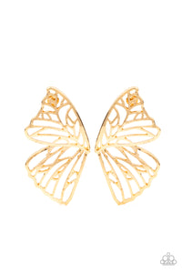 Paparazzi Butterfly Frills - Gold Post Earrings