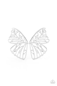 Paparazzi Butterfly Frills - Silver Post Earrings
