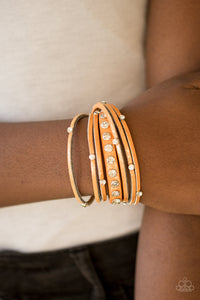 Paparazzi CATWALK It Off - Orange/Gold Wrap Bracelet