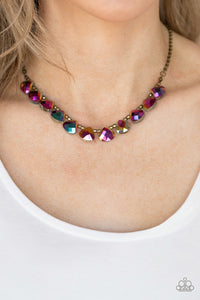 Paparazzi Catch a Fallen Star - Brass Oil Spill Necklace