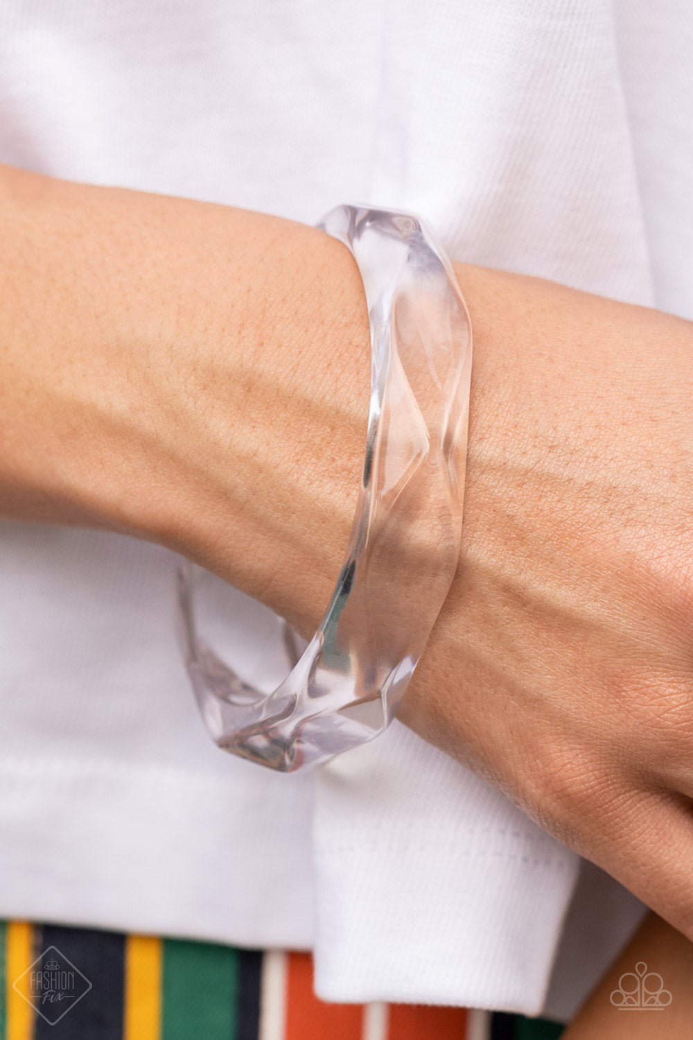 Paparazzi Clear-Cut Couture - White Bangle Bracelets