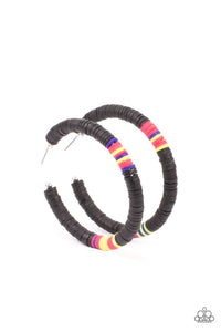 Paparazzi Colorfully Contagious - Black Hoop Earrings