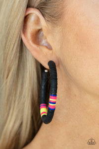 Paparazzi Colorfully Contagious - Black Hoop Earrings
