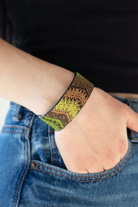 Paparazzi Come Uncorked - Green Cork Cuff Bracelet