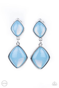 Paparazzi Double Dipping Diamonds - Blue Clip-On Earrings