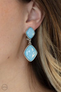 Paparazzi Double Dipping Diamonds - Blue Clip-On Earrings