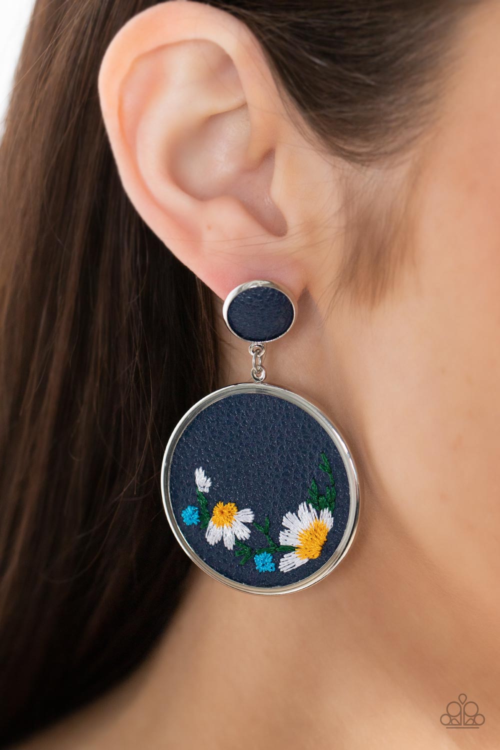 Paparazzi Embroidered Gardens - Blue Earrings
