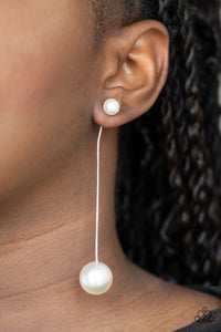 Paparazzi Extended Elegance - White Pearl Earring