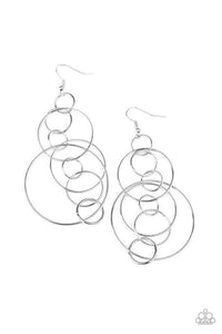 Running Circles Around You - Silver Paparazzi Earrings